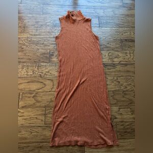 LOFT High Neck Sleeveless Maxi Dress in Rust